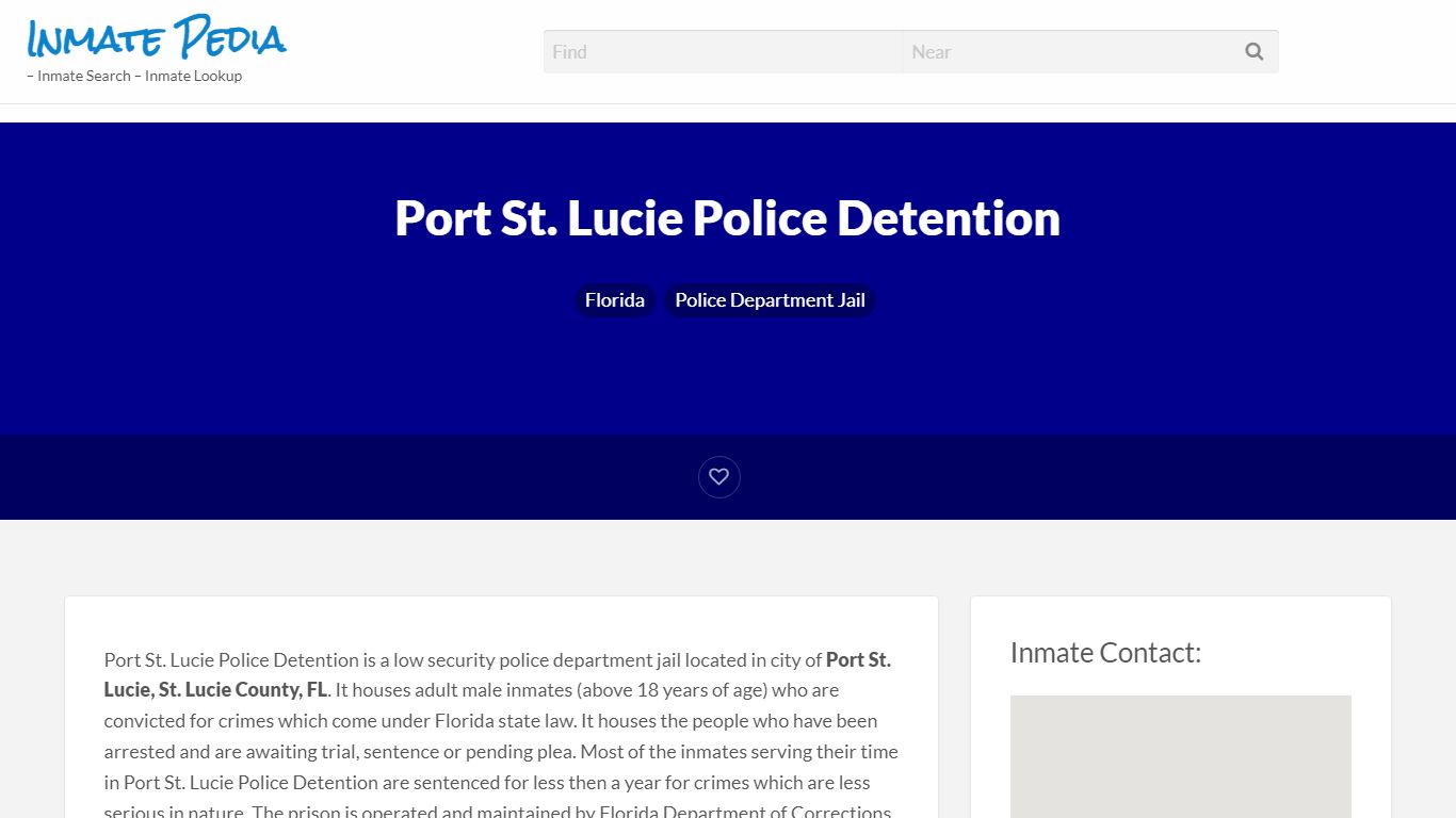 Port St. Lucie Police Detention – Inmate Pedia – Inmate ...